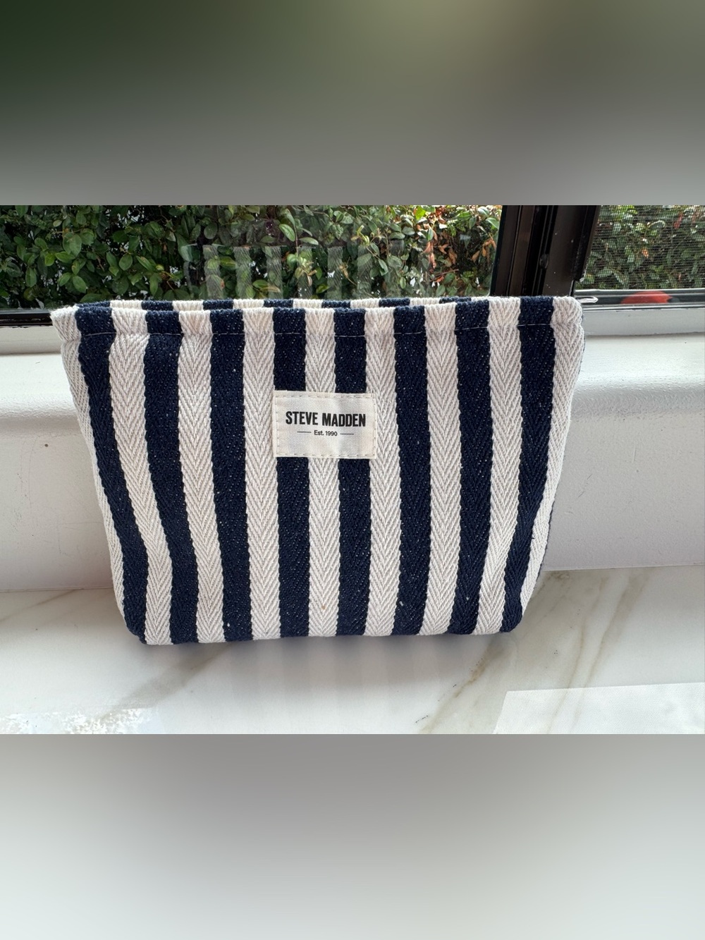 Steve Madden Navy & White Striped Cotton Pouch